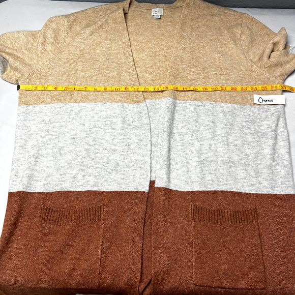 A New Day 2X Beige Brown Rust Colorblock Ribbed Knit Open Front Cardigan Sweater - Picture 7 of 10